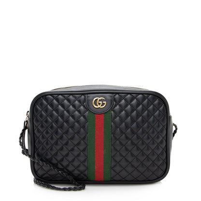 Gucci Quilted Leather Web Trapuntata Small Shoulder Bag - FINAL Sale (SHF-22403)