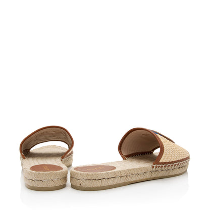 Gucci Raffia Leather Interlocking G Espadrille Slides - Size 10.5 / 40.5 (SHF-SjdNGf)