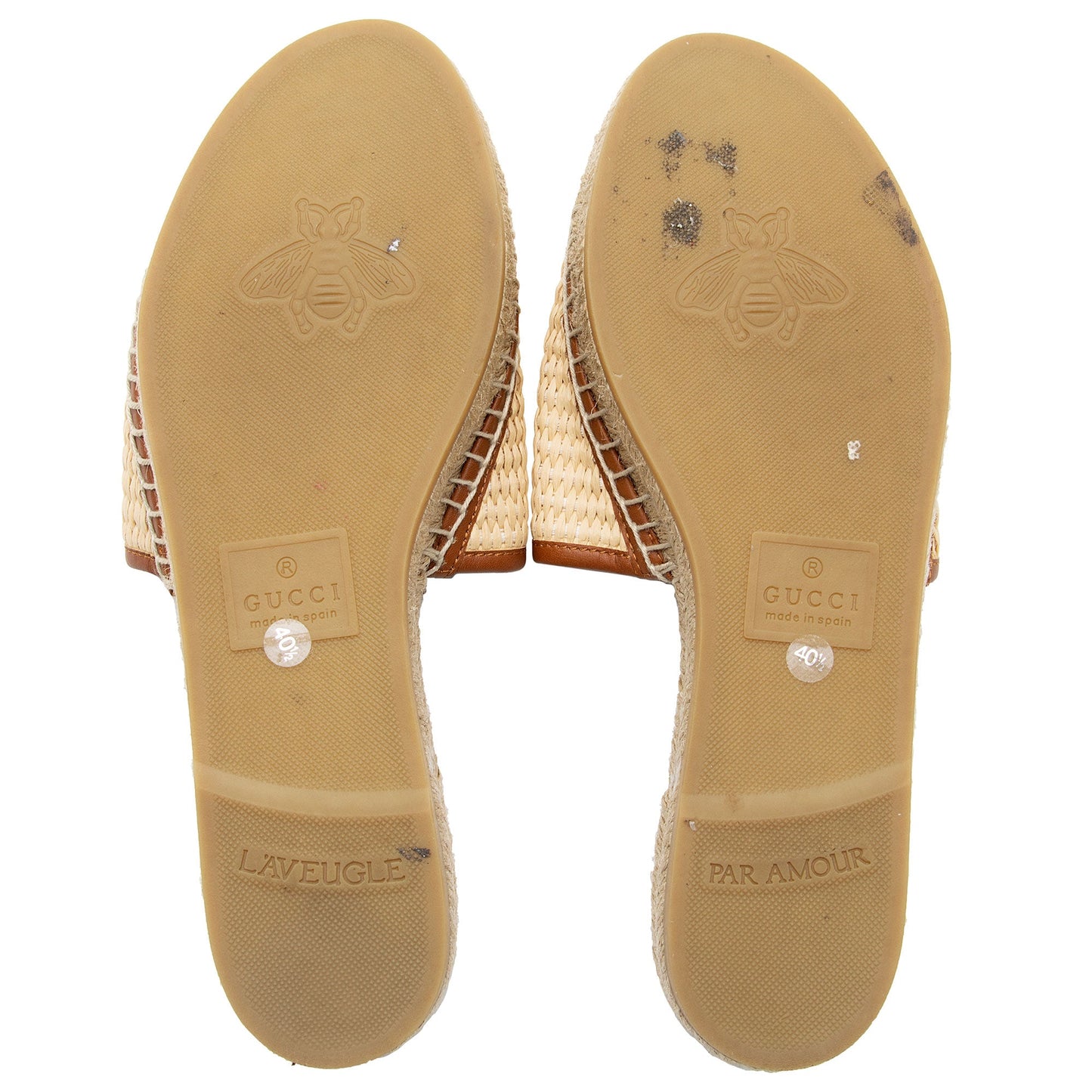 Gucci Raffia Leather Interlocking G Espadrille Slides - Size 10.5 / 40.5 (SHF-SjdNGf)