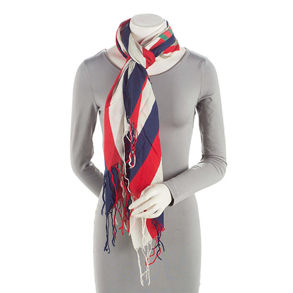 Gucci Silk Modal Sylvie Striped Logo Scarf (SHF-1LnURn)