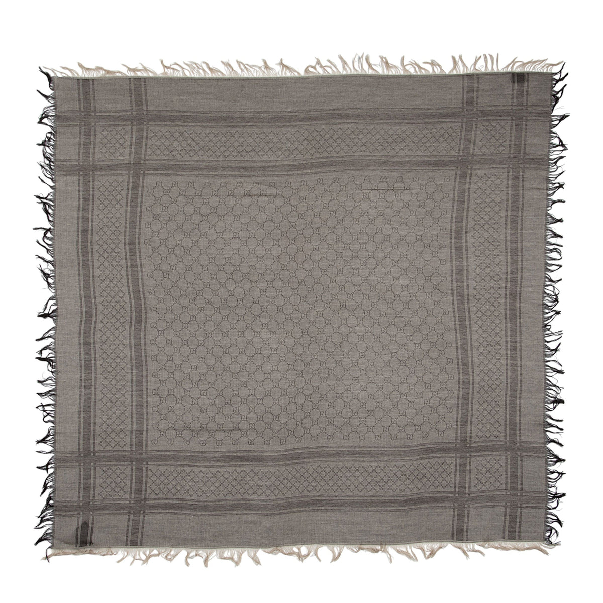 Gucci Silk Wool Monogram Diamante 140cm Shawl (SHF-E6gwxg)