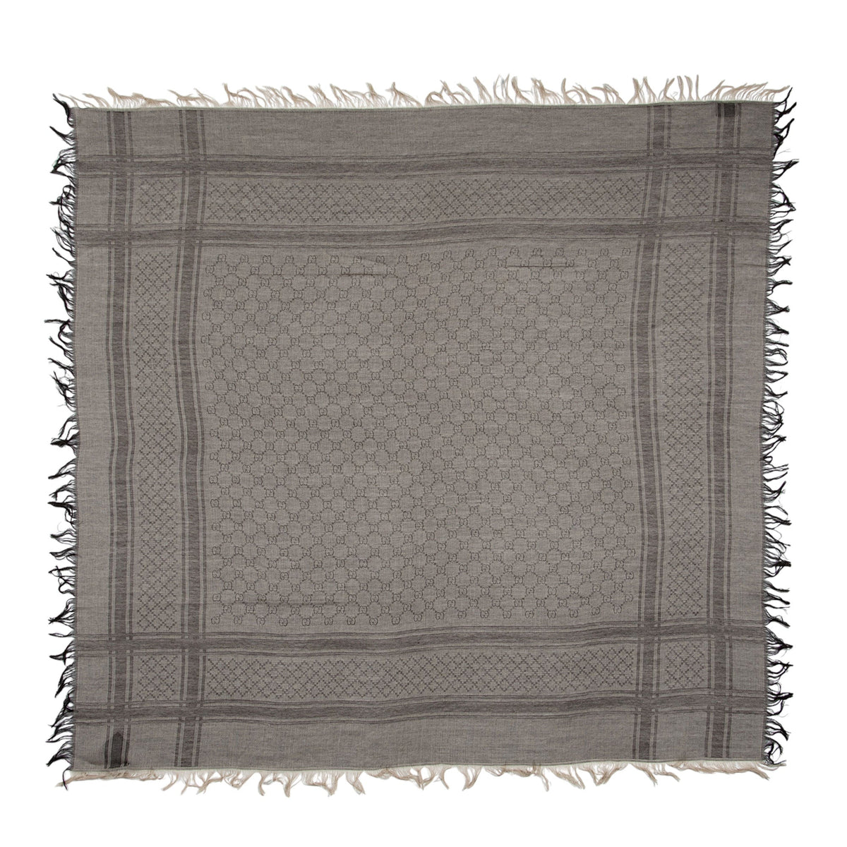Gucci Silk Wool Monogram Diamante 140cm Shawl (SHF-JJ5ATF)
