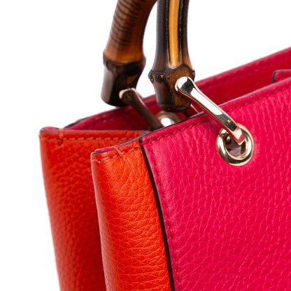 Gucci Small Bicolor Calfskin Bamboo Shopper Satchel