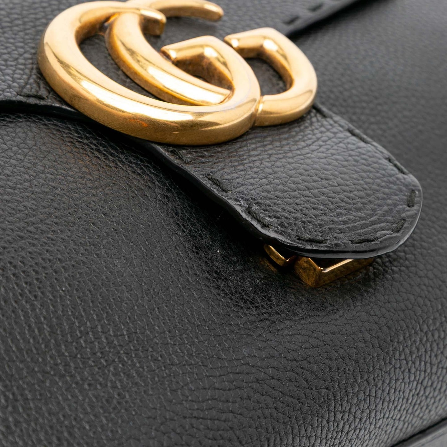 Gucci Small GG Marmont Grained Calfskin Top Handle Satchel