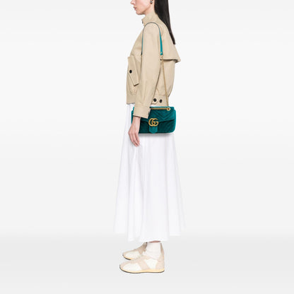Gucci Small GG Marmont Matelasse Velvet Flap Crossbody