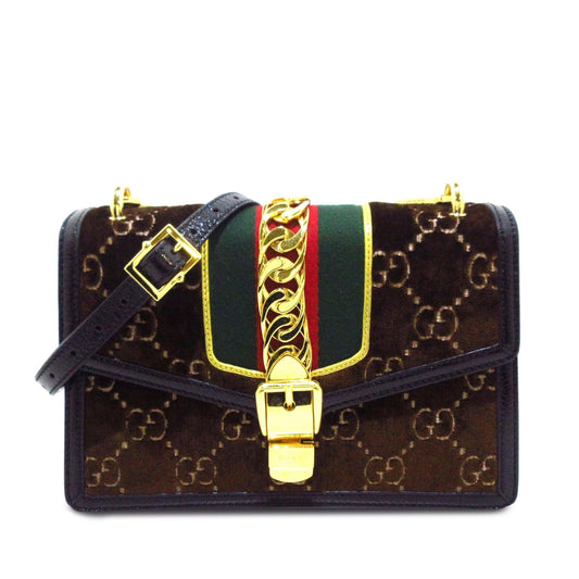 Gucci Small GG Velvet Sylvie Crossbody (SHG-UdhlJD)