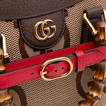 Gucci Small Jumbo GG Canvas Bamboo Diana Satchel