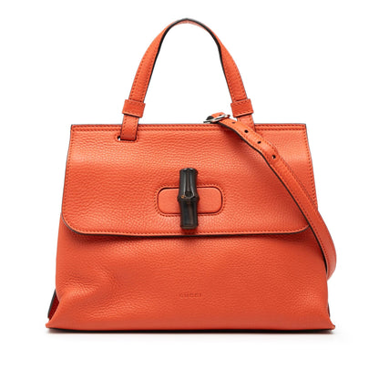 Gucci Small Leather Bamboo Daily Satchel