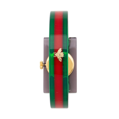 Gucci Stainless Steel Resin Web Skeleton Dial Bangle Watch (SHF-Ch5pLN)