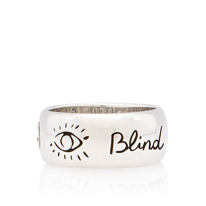 Gucci Sterling Silver Blind For Love Ring - Size 8