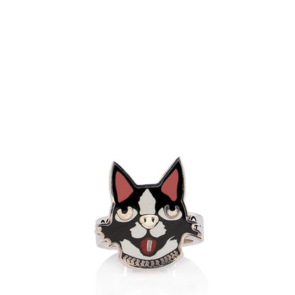 Gucci Sterling Silver Enamel Bosco & Orso GG Ring - Size 6 1/2 (SHF-23011)
