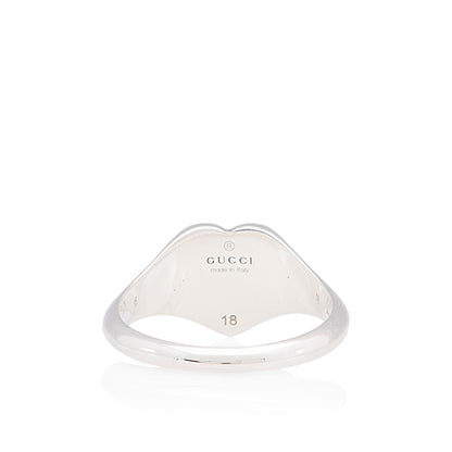 Gucci Sterling Silver Enamel Heart Ring - Size 8 1/4