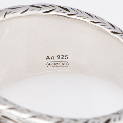 Gucci Sterling Silver Engraved Heart Ring - Size 8