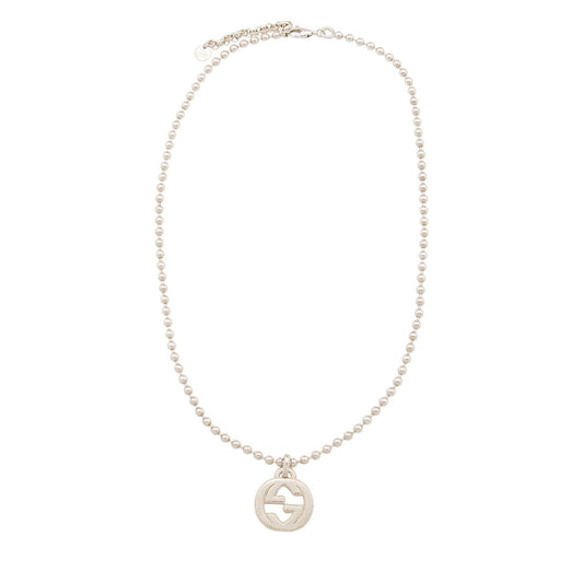 Gucci Sterling Silver Interlocking G Ball Chain Necklace