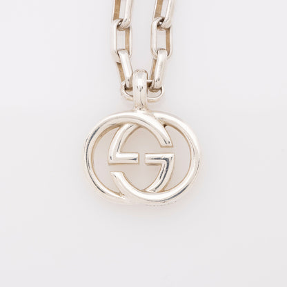 Gucci Sterling Silver Interlocking GG Pendant Necklace (SHF-tsIFyV)