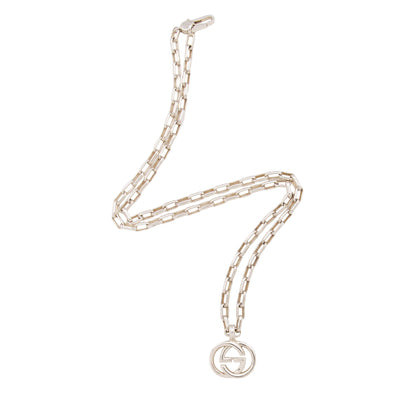 Gucci Sterling Silver Interlocking GG Pendant Necklace (SHF-tsIFyV)