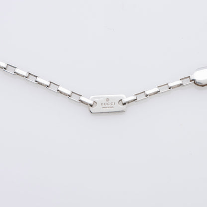 Gucci Sterling Silver Logo Plate Chain Link Necklace