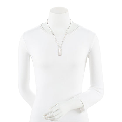 Gucci Sterling Silver Logo Plate Chain Link Necklace
