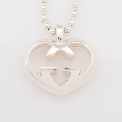 Gucci Sterling Silver Love Britt Heart Necklace (SHF-j4mZmc)