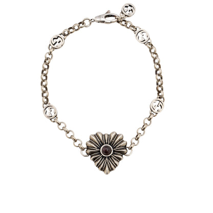 Gucci Sterling Silver Mother Of Pearl Interlocking G Bracelet