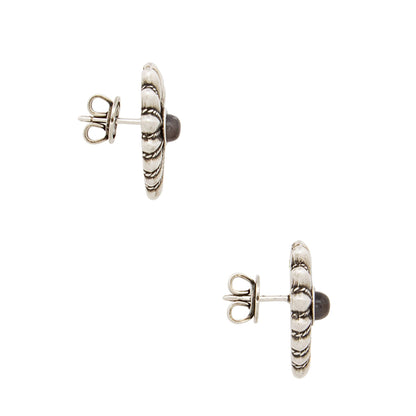 Gucci Sterling Silver Black Mother of Pearl Interlocking G Stud Earrings