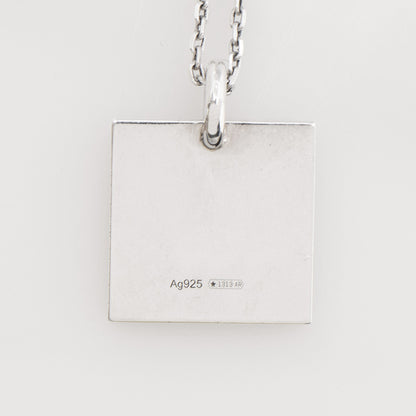 Gucci Sterling Silver Square Logo Pendant Necklace