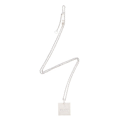 Gucci Sterling Silver Square Logo Pendant Necklace