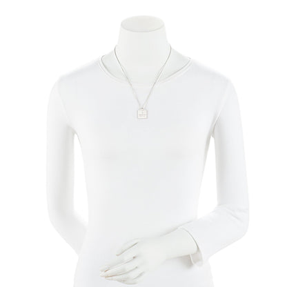 Gucci Sterling Silver Square Logo Pendant Necklace