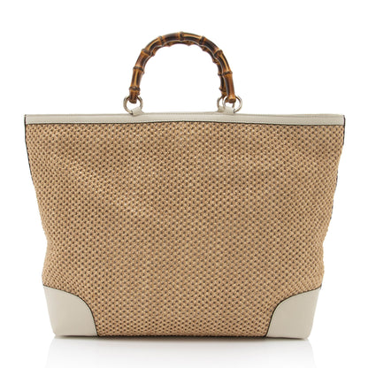 Gucci Straw Bamboo Top Handle Satchel (SHF-8UehuG)