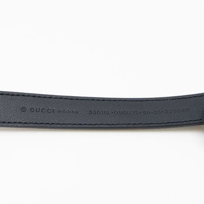 Gucci Striped Leather GG Torchon Web Thin Belt - Size 36 / 90