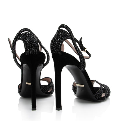 Gucci Suede Crystal Hala Ankle Strap Sandals - Size 7 / 37 (SHF-0tLuUU)
