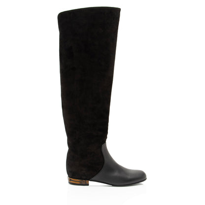 Gucci Suede Leather Bamboo Heel Knee High Boots - Size 6 / 36