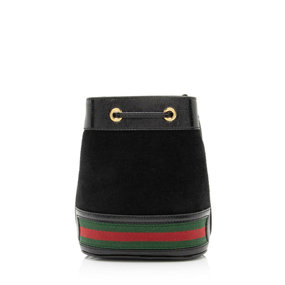 Gucci Suede Patent Leather Ophidia Mini Bucket Bag (SHF-23883)