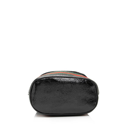 Gucci Suede Patent Leather Ophidia Mini Bucket Bag (SHF-23883)