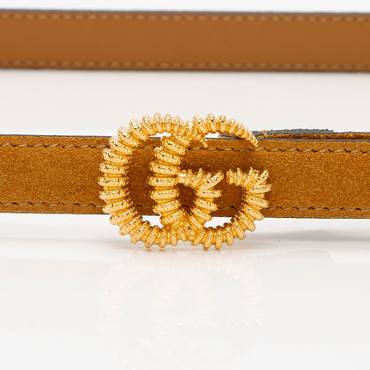 Gucci Suede Torchon GG Skinny Belt - Size 32 / 80 (SHF-mlHMGz)