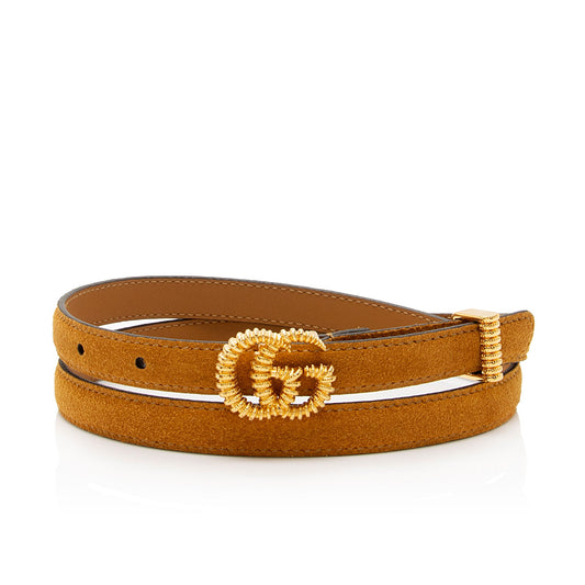 Gucci Suede Torchon GG Skinny Belt - Size 32 / 80 (SHF-mlHMGz)