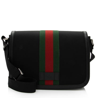 Gucci Techno Canvas Web Flap Messenger Bag (SHF-TK0IAS)