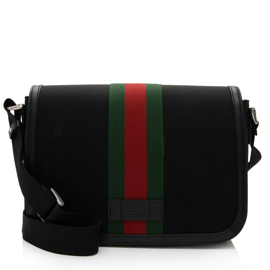 Gucci Techno Canvas Web Flap Messenger Bag (SHF-TK0IAS)