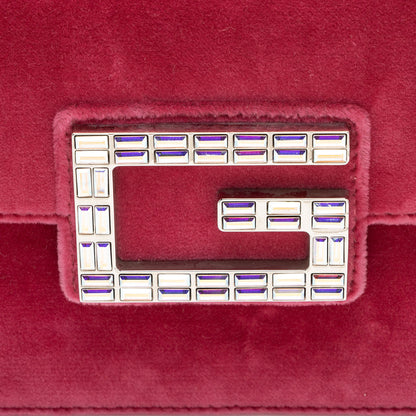 Gucci Velvet Crystal G Shoulder Bag (SHF-y04HzV)