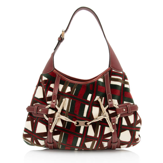 Gucci Velvet Horsebit 85th Anniversary Large Hobo (SHF-zg4KIX)