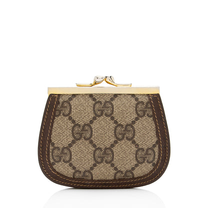 Gucci Vintage GG Supreme Kiss Lock Coin Pouch (SHF-xxZ0al)