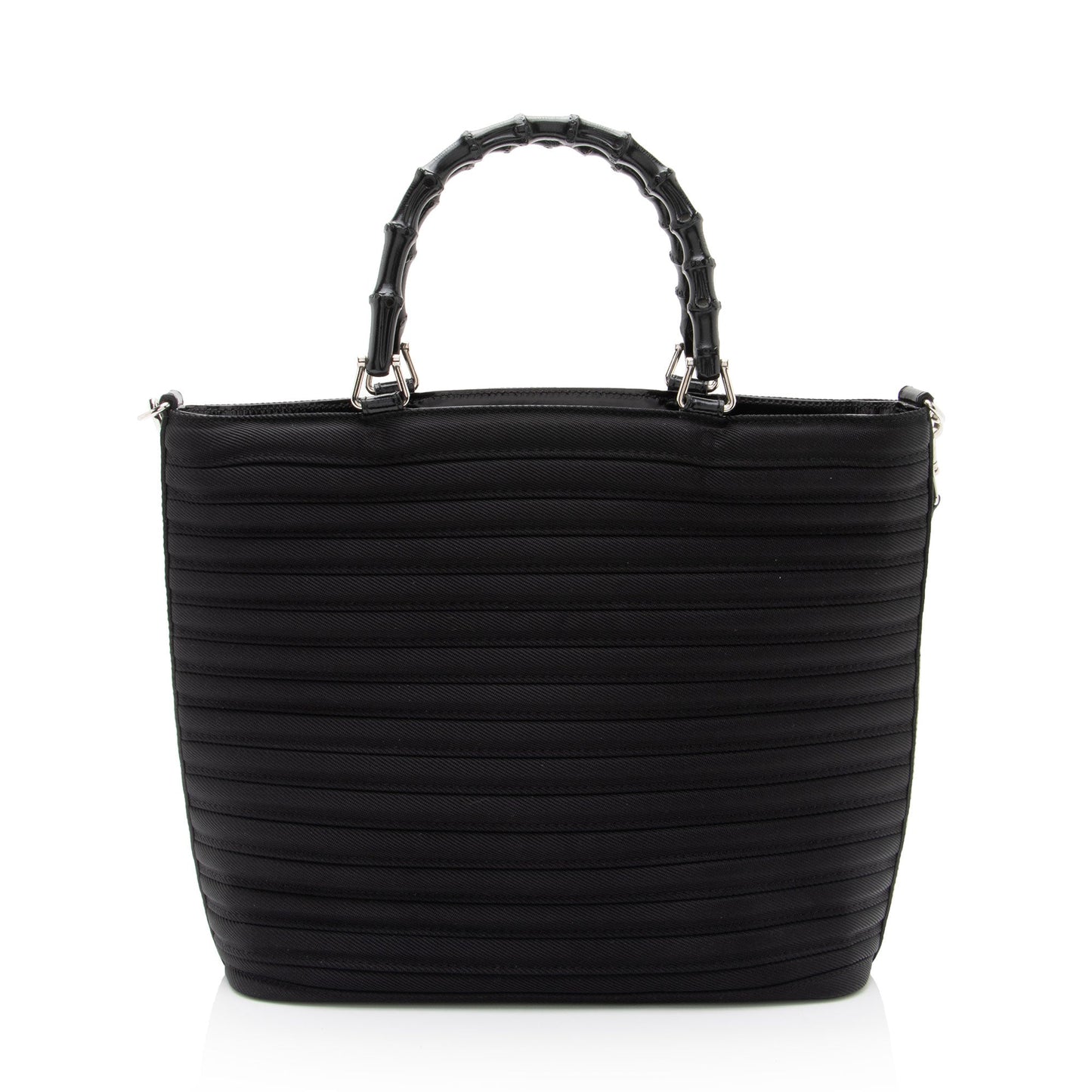 Gucci Vintage Quilted Nylon Bamboo Tote (SHF-2fSkOi)