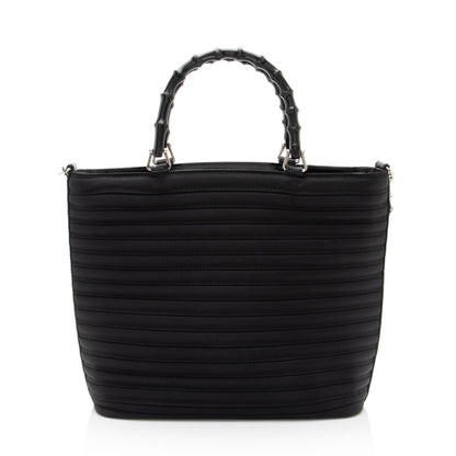 Gucci Vintage Quilted Nylon Bamboo Tote (SHF-2fSkOi)