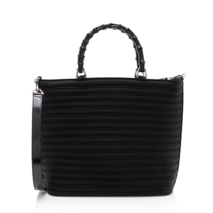 Gucci Vintage Quilted Nylon Bamboo Tote (SHF-2fSkOi)