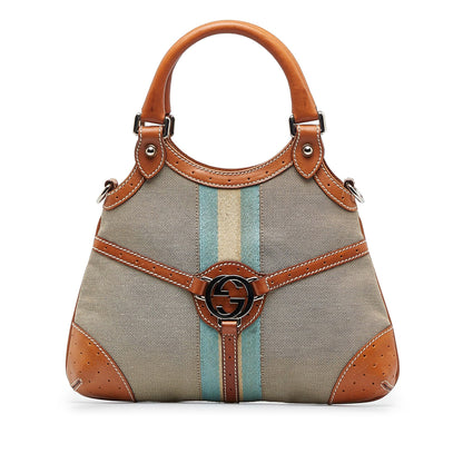 Gucci Web Canvas Reins Satchel (SHG-wUoDp0)