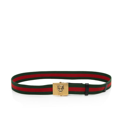 Gucci Web Feline Buckle Belt - Size 40 / 100 (SHF-Imw5gg)