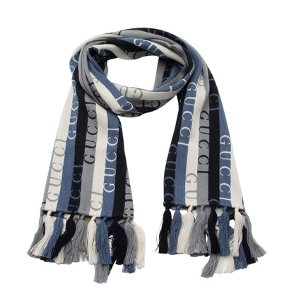 Gucci Wool Cotton Logo Wood Stripes Scarf (SHF-sad1An)
