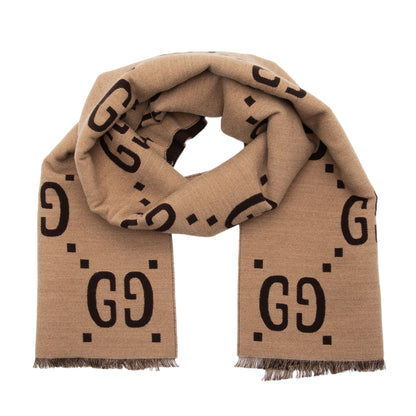 Gucci Wool Silk Giant GG Reversible Scarf (SHF-cVvyWH)