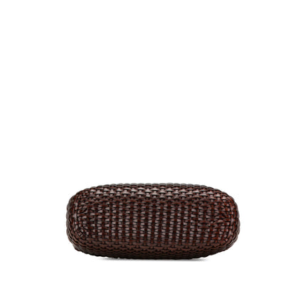 Gucci Woven Leather Bamboo Satchel