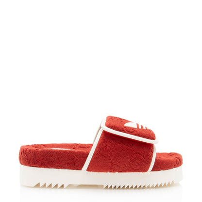 Gucci x Adidas GG Terry Cloth Platform Slides - Size 7 / 37 (SHF-z4xmaZ)